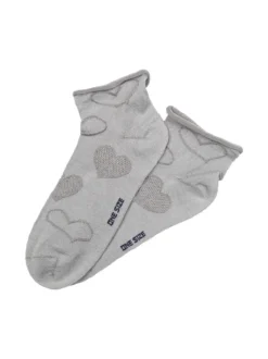 Enrico Coveri Calze corte da donna con ricami a cuori - grigio