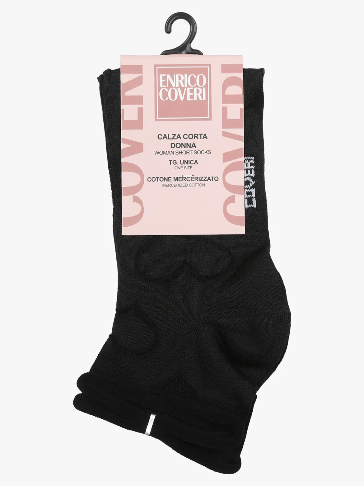Enrico Coveri Calze corte da donna con ricami a cuori - nero