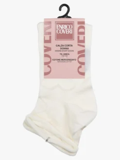 Enrico Coveri Calze corte da donna con ricami a cuori - panna