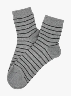 Enrico Coveri Calze corte da donna in caldo cotone a righe - grigio
