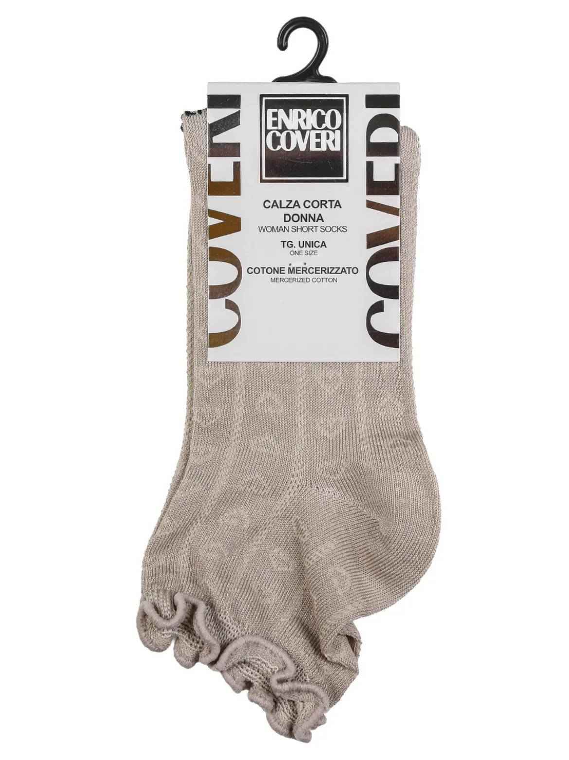 Enrico Coveri Calze corte da donna in cotone con bordo volant - beige