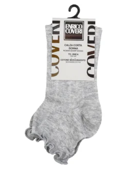 Enrico Coveri Calze corte da donna in cotone con bordo volant - grigio