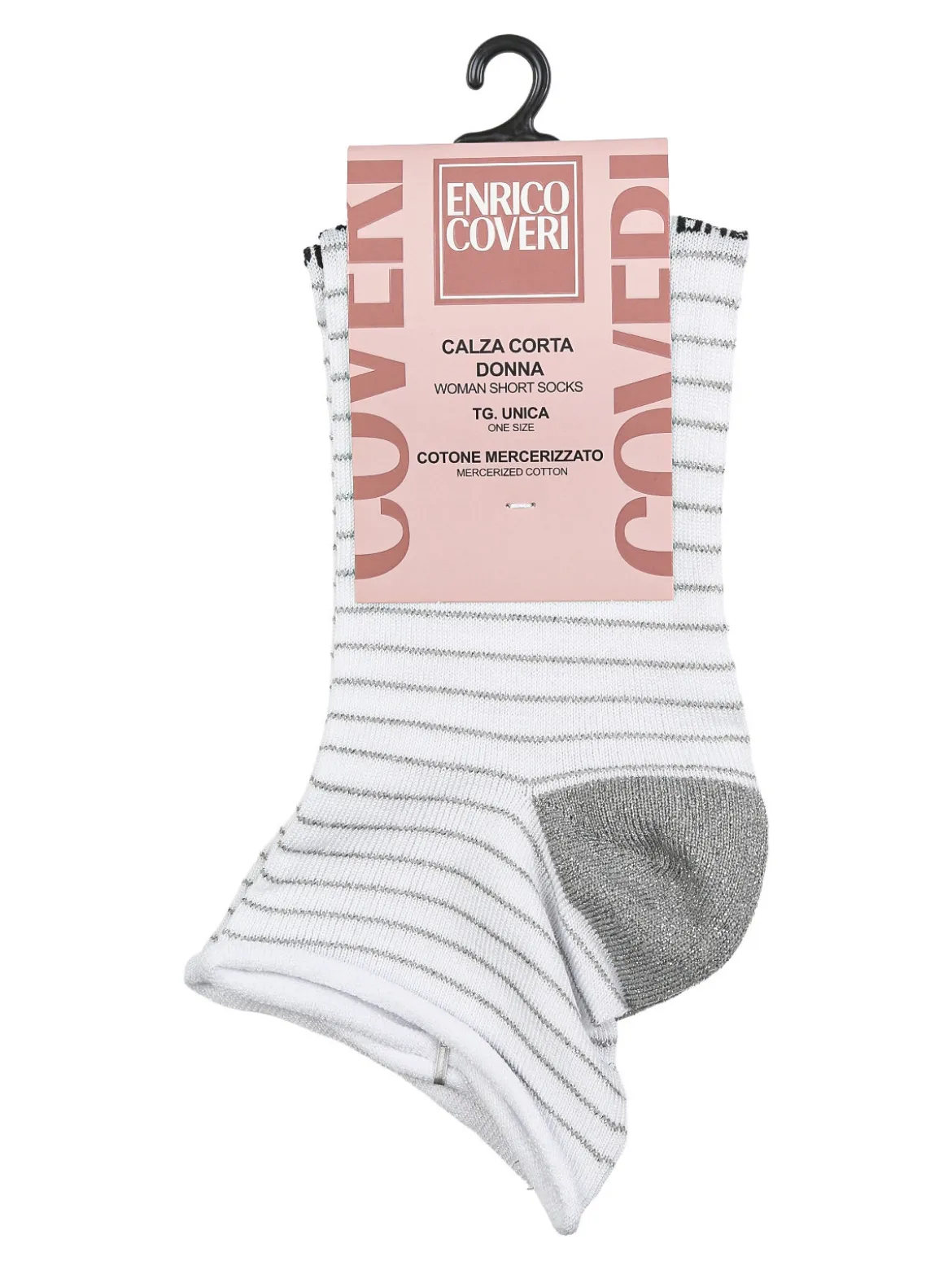 Enrico Coveri Calze corte da donna in cotone mercerizzato - bianco