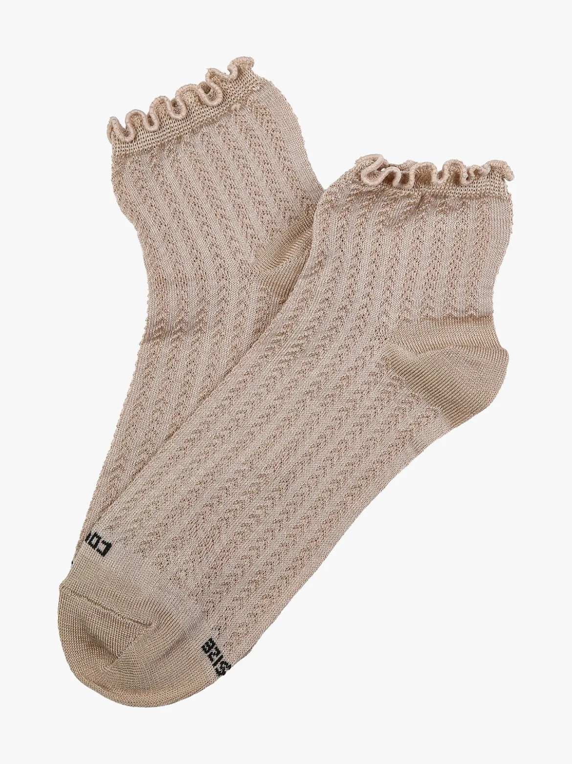 Enrico Coveri Calze corte da donna in cotone mercerizzato e bordo volant - khaki