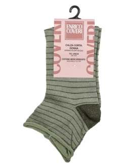 Enrico Coveri Calze corte da donna in cotone mercerizzato - militare