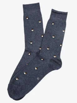 Enrico Coveri Calze corte da uomo in caldo cotone con stampe disegni - jeans