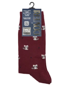Enrico Coveri Calze corte da uomo in caldo cotone con stampe - bordeaux