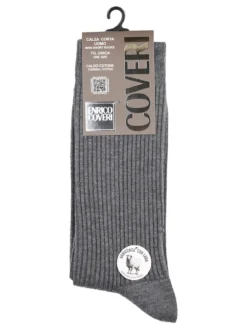 Enrico Coveri Calze corte da uomo in caldo cotone e lana - grigio