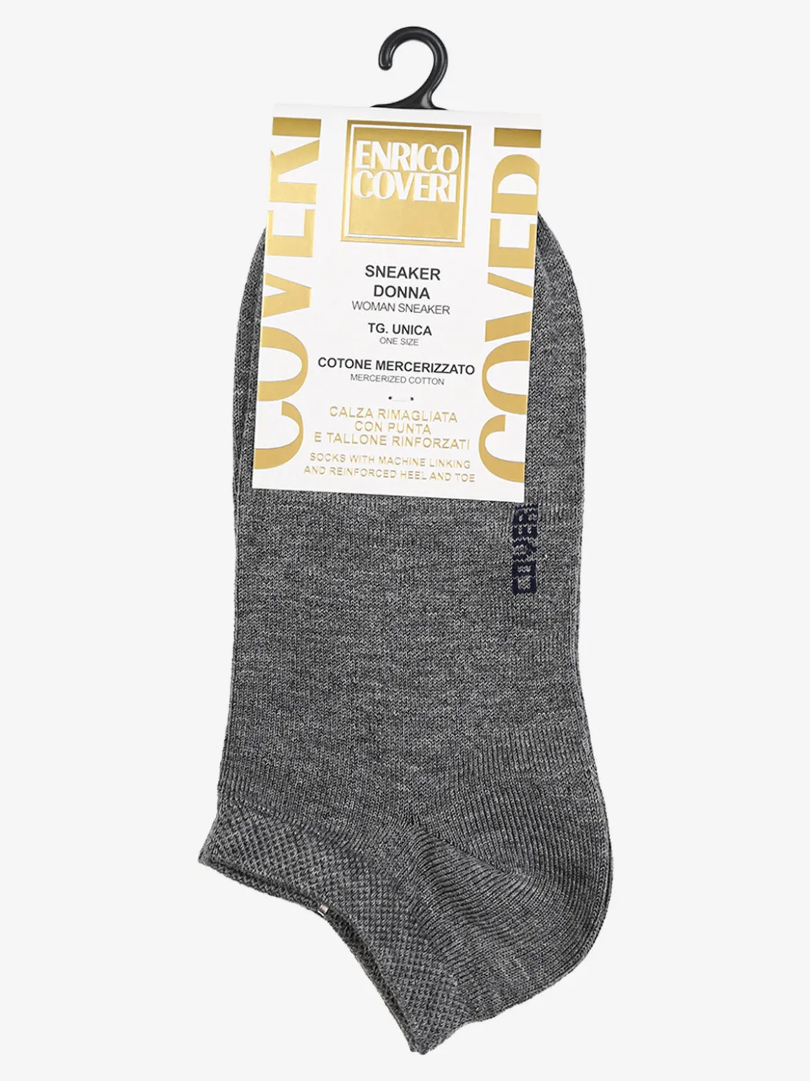 Enrico Coveri Calze corte sneaker da donna in cotone mercerizzato - grigio