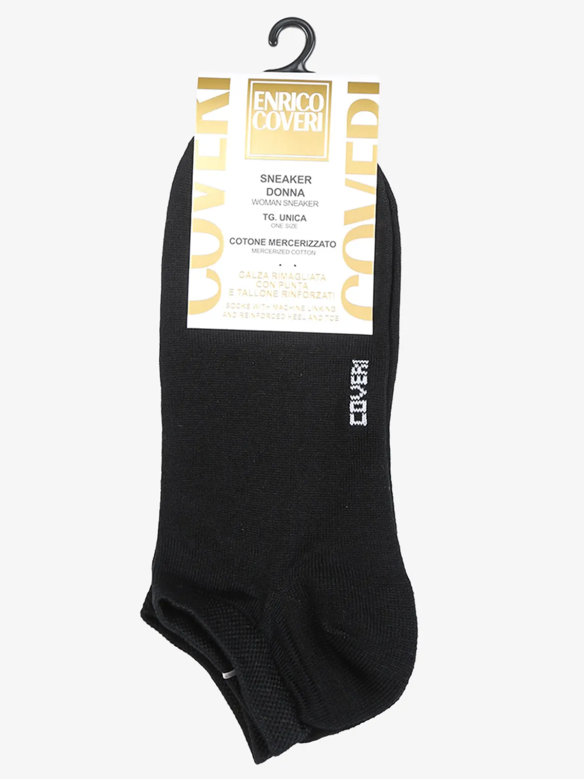 Enrico Coveri Calze corte sneaker da donna in cotone mercerizzato - nero