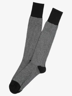 Enrico Coveri Calze lunghe rigate da uomo in caldo cotone - nero
