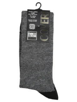 Enrico Coveri Calze lunghe rigate da uomo in caldo cotone - nero