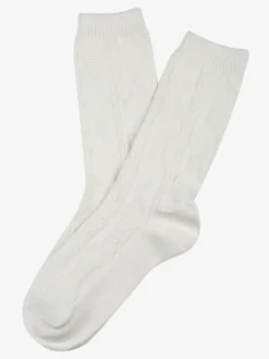 Enrico Coveri Calze midi donna invernali a trama intrecciata - bianco