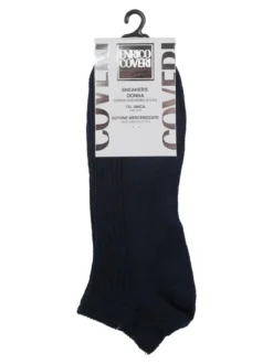Enrico Coveri Calze sneakers da donna in cotone mercerizzato - blu scuro