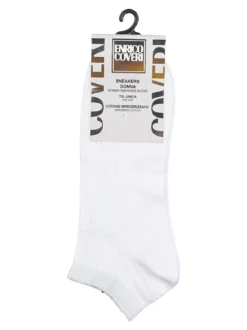 Enrico Coveri Calze sneakers da donna in cotone mercerizzato - bianco