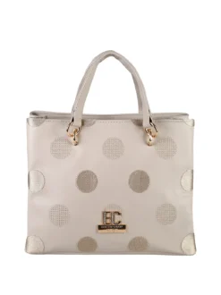 Enrico Coveri Contemporary Borsa donna mini tote in ecopelle con logo di strass - naturale