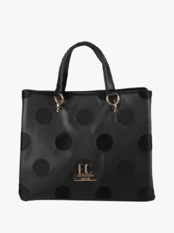Enrico Coveri Contemporary Borsa donna mini tote in ecopelle con logo di strass - nero