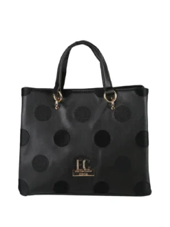 Enrico Coveri Contemporary Borsa donna mini tote in ecopelle con logo di strass - nero