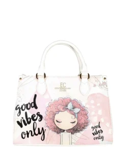 Enrico Coveri Contemporary Borsa frame da donna in ecopelle con stampa disegno - bianco