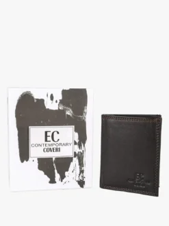 Enrico Coveri Contemporary Mini portafoglio verticale in pelle da uomo - moro