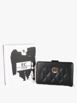 Enrico Coveri Contemporary Portafoglio trapuntato da donna con logo - nero