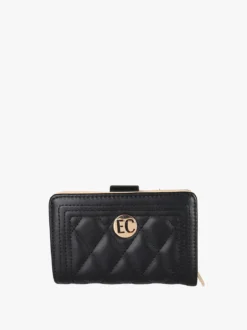 Enrico Coveri Contemporary Portafoglio trapuntato da donna con logo - nero
