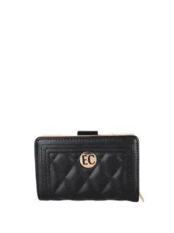 Enrico Coveri Contemporary Portafoglio trapuntato da donna con logo - nero