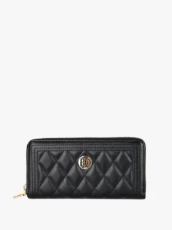 Enrico Coveri Contemporary Portafoglio trapuntato da donna con logo - nero