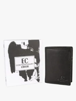 Enrico Coveri Contemporary Portafoglio verticale in pelle da uomo - nero