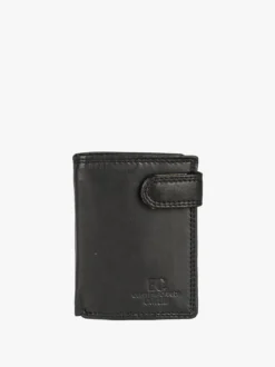 Enrico Coveri Contemporary Portafoglio verticale in pelle da uomo con bottone - nero