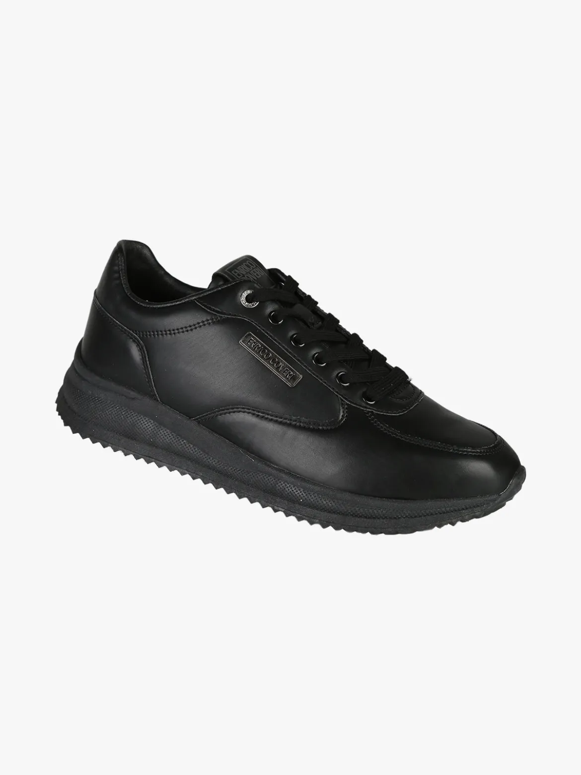 Enrico Coveri Sneakers stringate da uomo in ecopelle - nero
