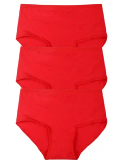 Essenziale Milano Confezione da 3 slip maxi da donna in cotone - rosso