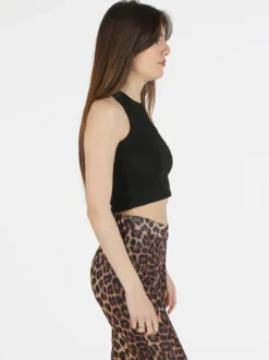 Essenziale Milano Top cropped donna a costine