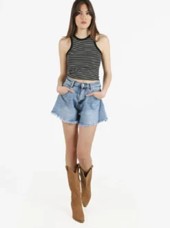 Essenziale Milano Top cropped donna a righe