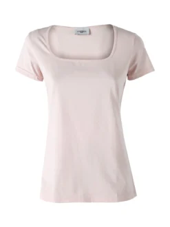 Essenziale Milano T-shirt da donna in cotone con scollo quadrato - rosa