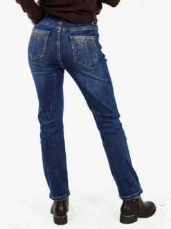 Farfallina Jeans donna a gamba dritta con piccole borchie sul retro - jeans