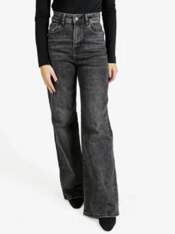 Farfallina Jeans donna a vita alta con finale a zampa - nero
