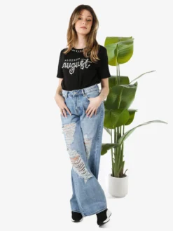 Farfallina Jeans donna con strappi a gamba larga - jeans