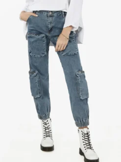 Farfallina Jeans donna multitasche con polsini