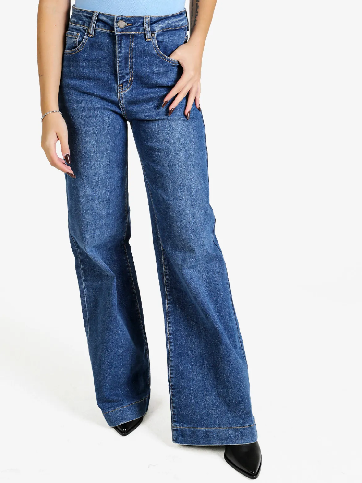 Farfallina Jeans donna wide leg vita alta - jeans