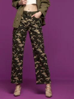 Farfallina Pantaloni donna militare con tasconi