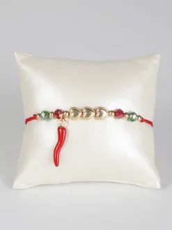 Fashion Jewelry Braccialetto in corda con cornetto portafortuna