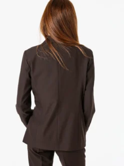 Fast Fashion Completo elegante da donna con blazer a doppiopetto e pantaloni a gamba dritta - moro