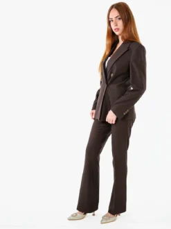 Fast Fashion Completo elegante da donna con blazer a doppiopetto e pantaloni a gamba dritta - moro