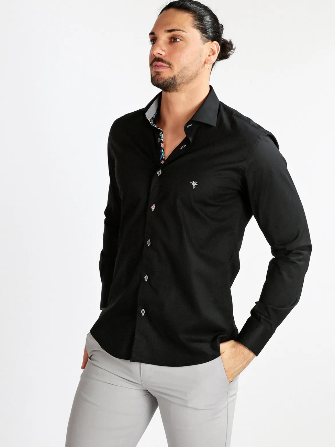 Fb Camicia uomo slim fit a maniche lunghe
