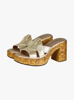 Feeling Ciabatte donna con tacco e plateau - platino