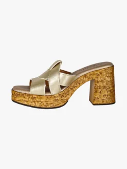 Feeling Ciabatte donna con tacco e plateau - platino