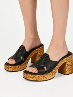 Feeling Ciabatte donna con tacco largo e plateau - nero