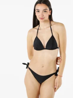 Fendian Bikini donna con reggiseno imbottito a triangolo e slip con laccetti - nero