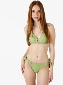 Fendian Bikini donna lurex con reggiseno a triangolo e slip con laccetti - verde